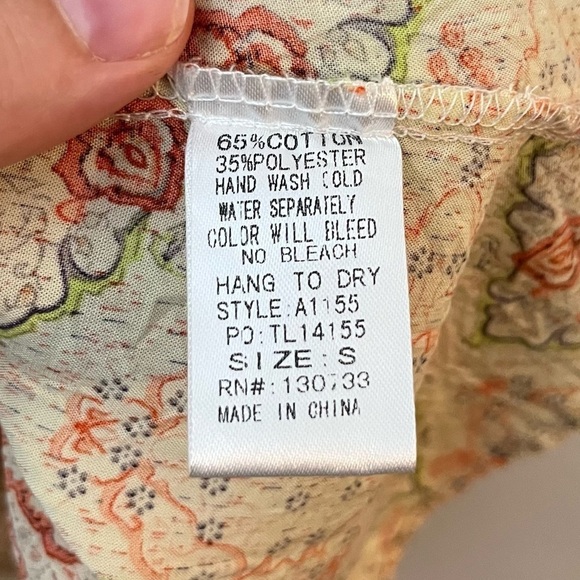 Umgee Boho Printed Lightweight Empire Waist Bell Sleeve Tunic Mini Dress size S - Picture 9 of 9